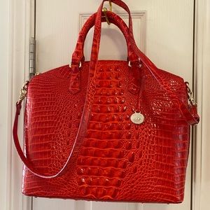Brahmin Dux satchel (Candy Apple Red) with crossbody strap